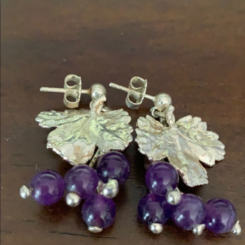 Grape leaf earrings